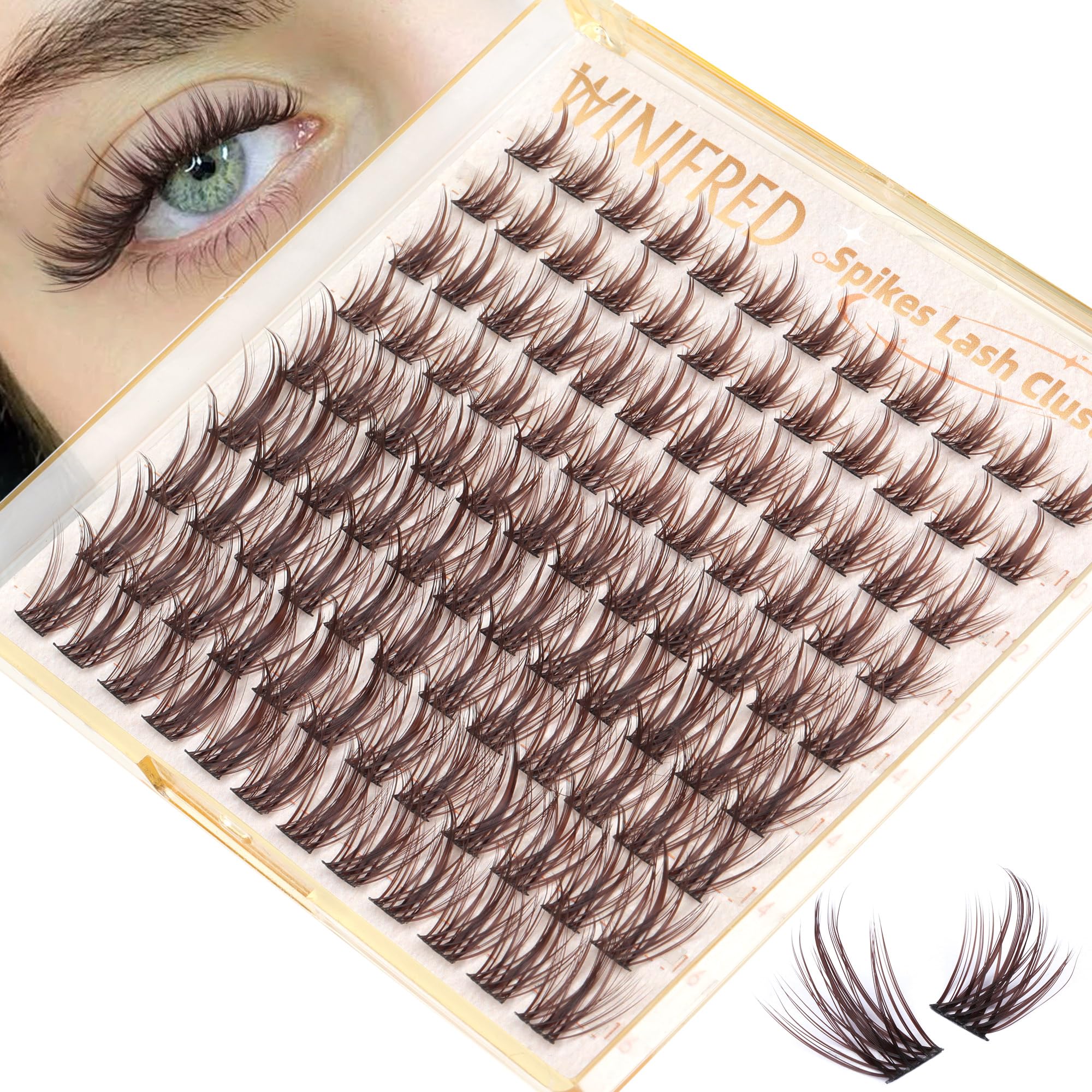 Winifred Brown Lash Clusters Natural Cluster Eyelash Extensions Wispy Eyelash Clusters Manga Anime Lash Extension 16mm Dark Brown