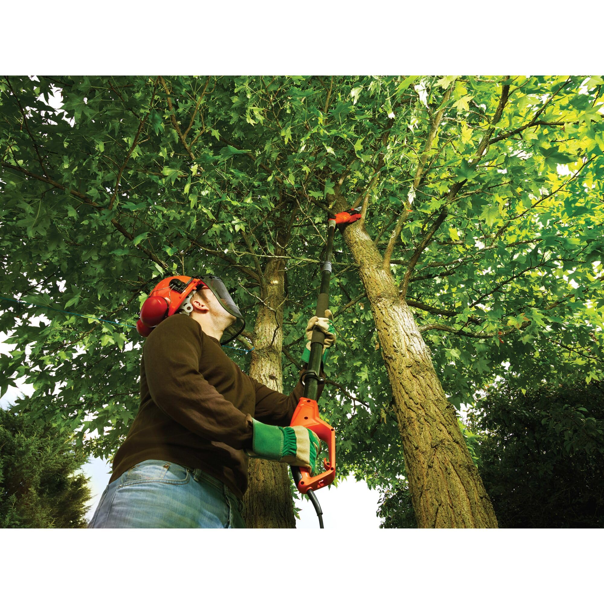 BLACK+DECKER Motosierra telescópica (pértiga), 800 W, 25 cm de longitud de espada, 2,7 m de longitud, 11 m/s, velocidad de cadena de 11 m/s, cabezal giratorio, PS7525-QS