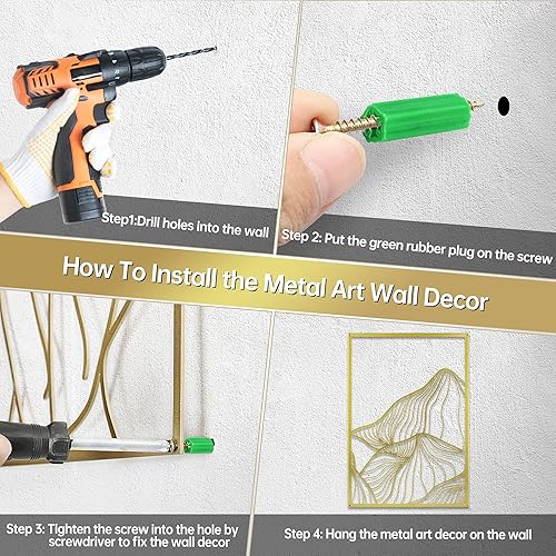 Miniatura 7 de TOOMISS Decoración de metal de montaña dorada para pared arte moderno y minimalista esculturas de pared de metal para el hogar sala de estar oficina