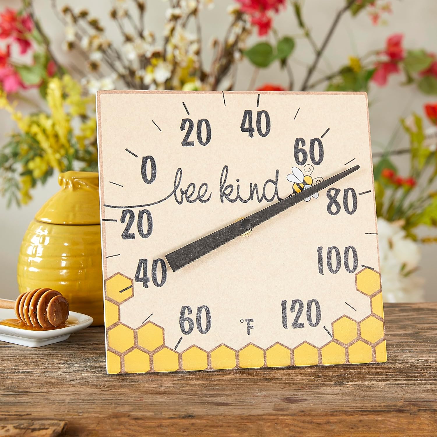 Taylor Bee Kind Indoor Outdoor Tabletop Thermometer, Decor for Patio, Pool, or Garage, 8 Inch, Multi-Color