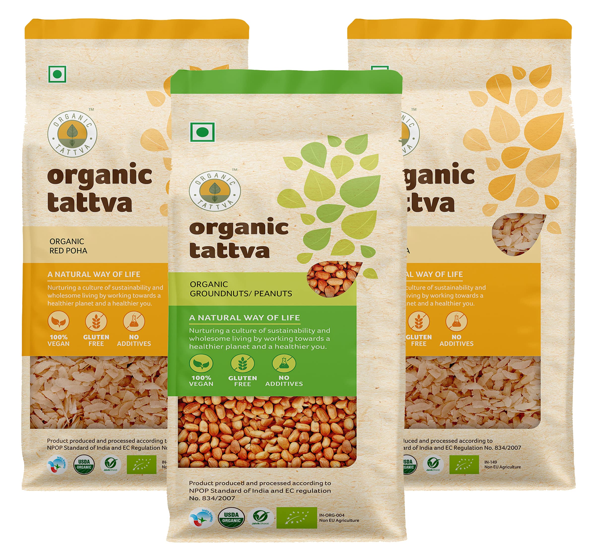 Organic Tattva - Organic Red Rice Poha Combo Pack (Red Poha and Peanuts) 1.5 Kg (500 Gram Each) (B09HQZ9CSW) Amazon Price History, Amazon Price Tracker