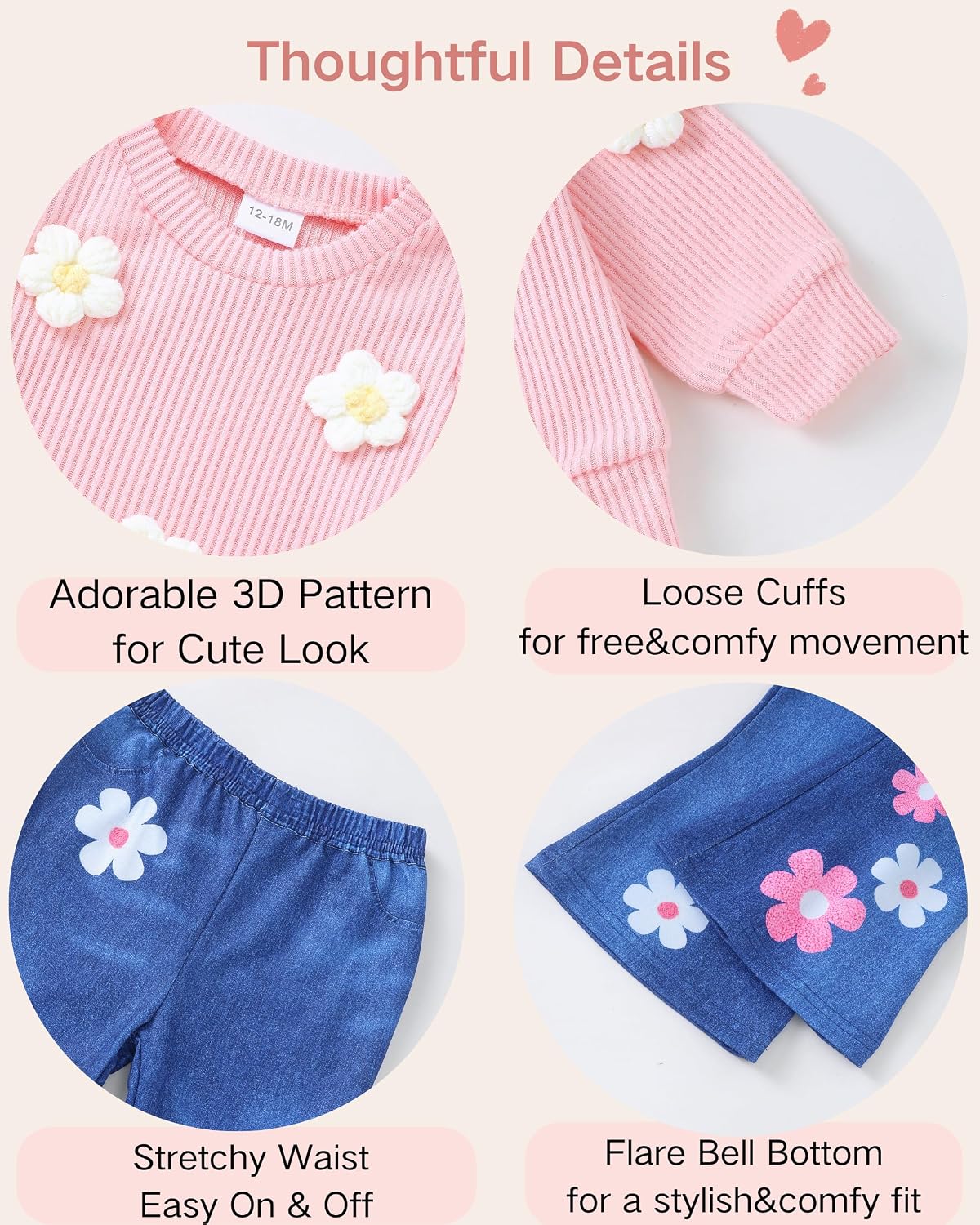 Renotemy Toddler Girl Clothes Baby Fall Winter Outfit for 12Months-5T Girls image 4