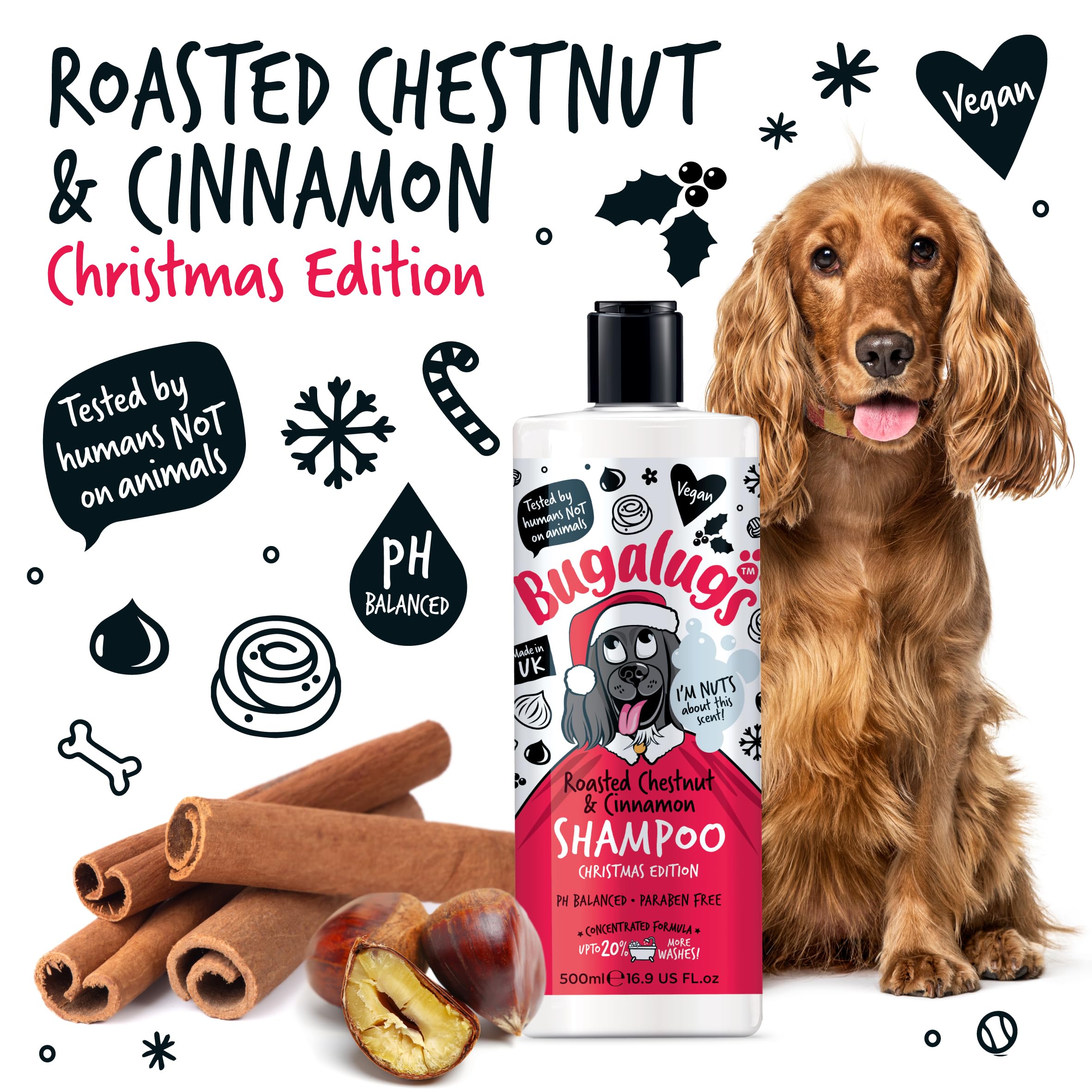 Bugalugs Dog Shampoo Christmas Edition, festively fragrant grooming products. Dog & puppy shampoo, vegan, pH balanced - Image 4