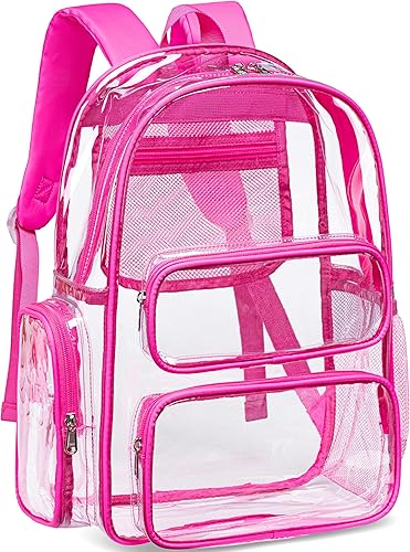 Miniatura 9 de CAMTOP Mochila transparente resistente y transparente para estudiantes, escuela, trabajo, festival, viajes, deportes, Púrpura