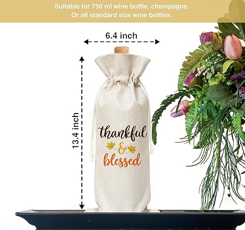 Miniatura 2 de Bolsa de vino de Acción de Gracias, bolsa de regalo de vino bendecido de otoño para inauguración de la casa, cumpleaños, regalos de Navidad,
