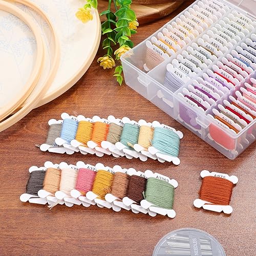 Miniatura 4 de EXCEART Kit de hilo de bordar, 1 caja, hilo de punto de cruz, 80 colores, pulsera de la amistad, manualidades, hilo de hilo de cruz, kits de punto