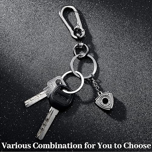 Vista 11 de Frienda 8 piezas automotrices modelo llavero conjunto de aro giratorio cadena JDM llavero Turbo con sonido