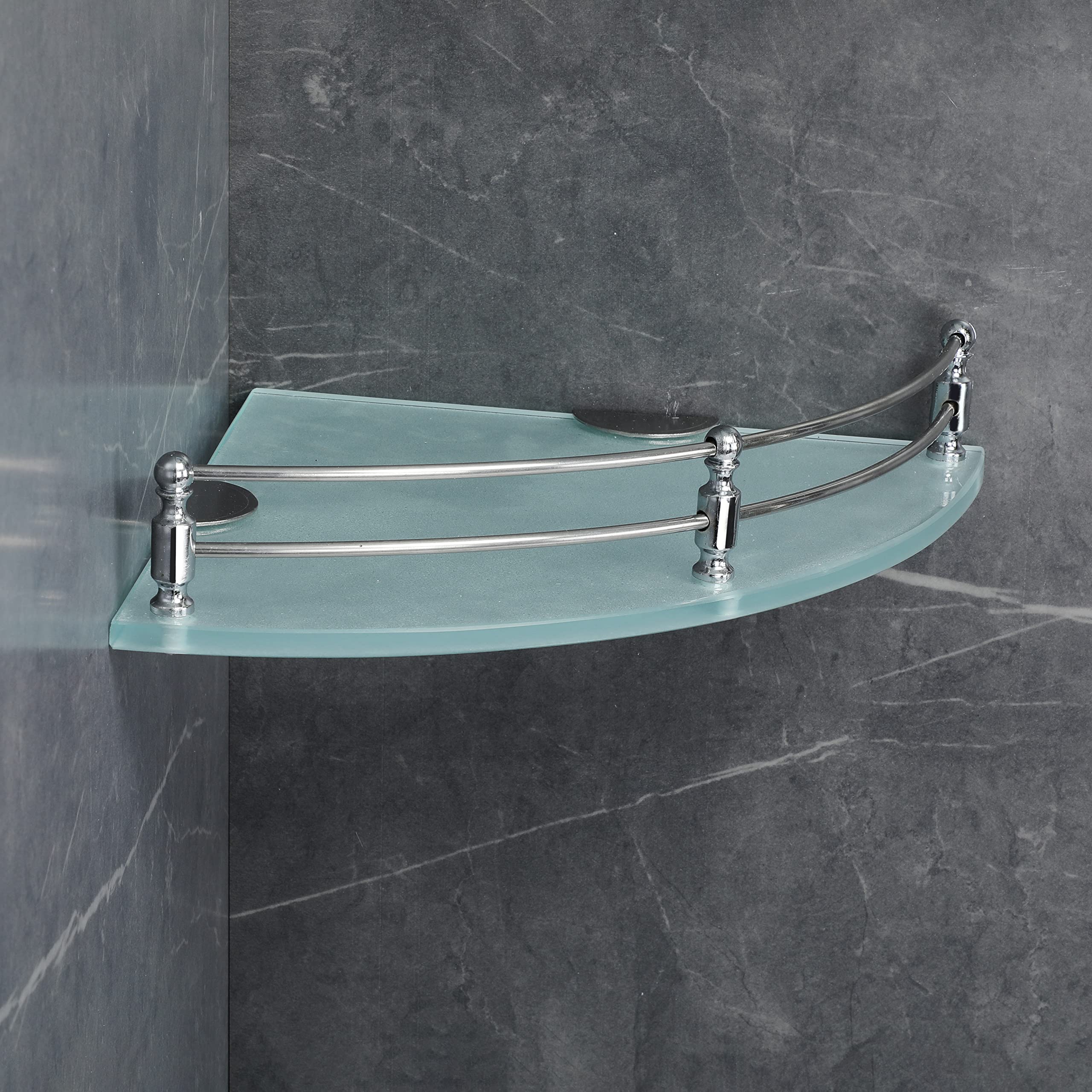 FORTUNE Glass Corner Shelf/Bathroom Shelf/Multipurpose Shelf/Living Room Corner Shelf/Wall Mount Bathroom Shelves (Frosted) (12 x 12 Inch) - (Pack of 1) (B0845ZML1W) Amazon Price History, Amazon Price Tracker