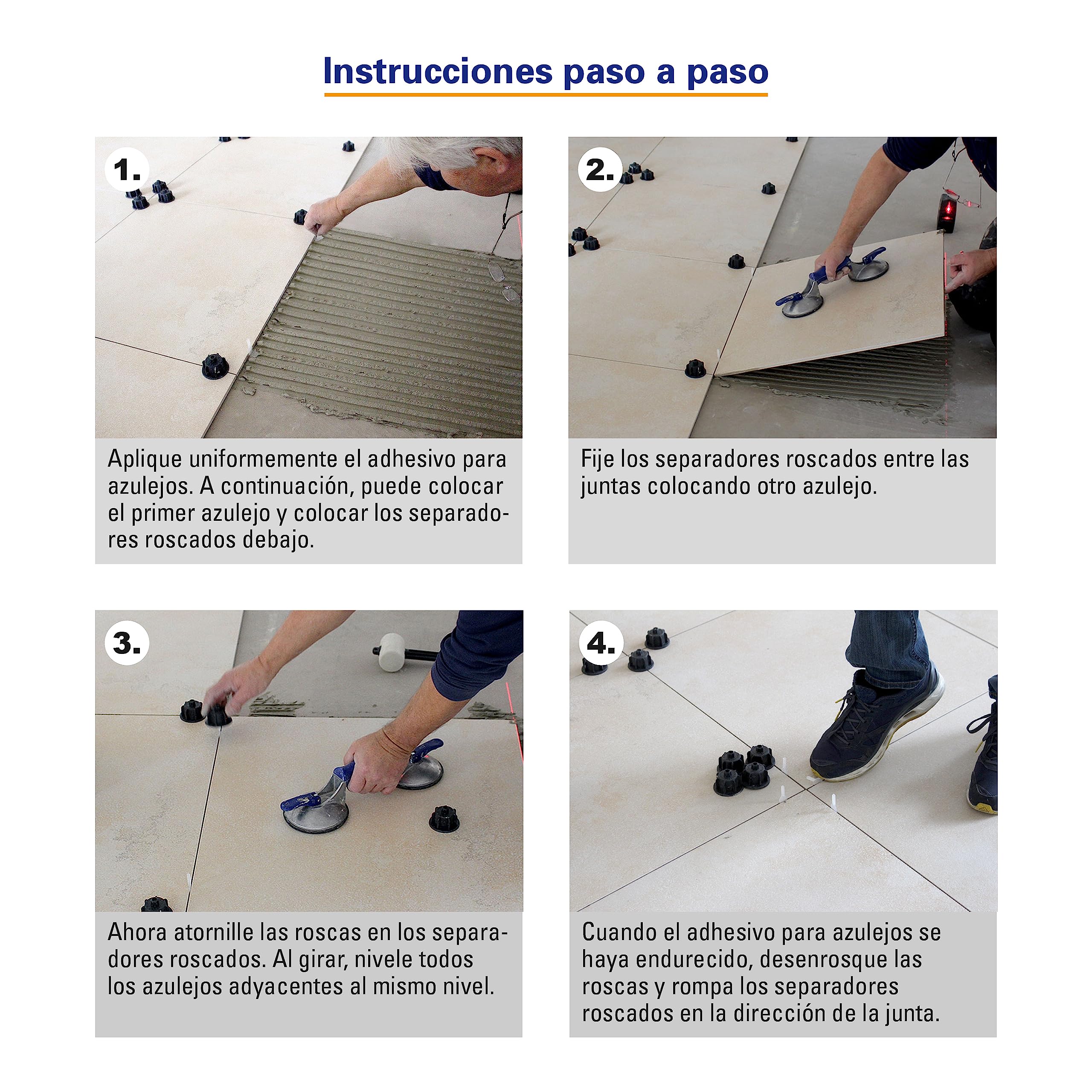 Karl Dahm Separador de Baldosa Roscado Tipo Base, Set para Juntas de 2mm, 2.500 piezas Transparentes I Clip Roscado para Nivelación de Azulejos I Asistencia Profesional para Colocar Azulejos – 12457