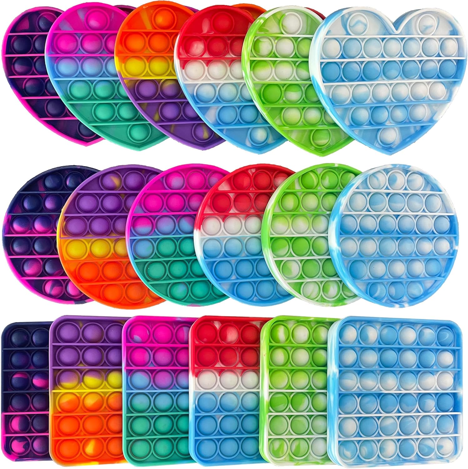 3PCS Rainbow Colors Pop Bubble Fidget Sensory Toys, Pop Fidget Toys,Pop Toy Bulk for Party Favor, Classroom Student Prizes Easter Basket Goodie Bag Stuffers Christmas Valentine Gift