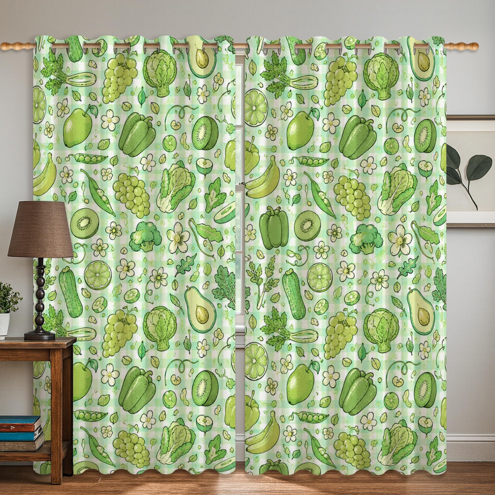 Rideau isolant contre le froid et la lumière motif vert 106 x 160 cm