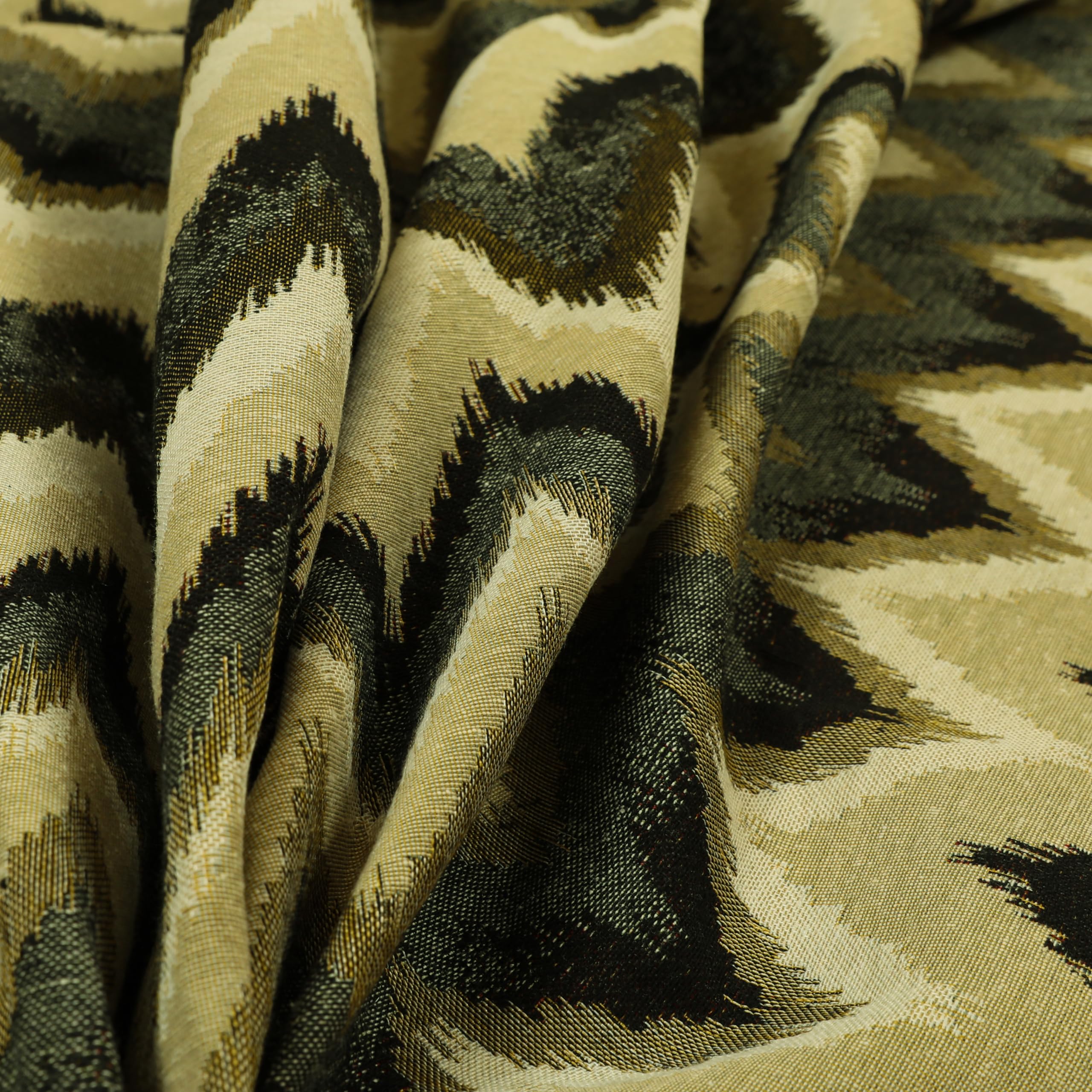 Redbrick Mill Fabrics Flame Retardant Striped Chevron Black Grey Green Chenille Quality Jacquard Upholstery Fabrics (Per Metre) โ image 1