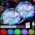 99FT 300 LED Lumières à corde communicables extérieures étanches, 24 Lumières de corde changeantes de couleur avec télécommande, lumières de chaînes extérieures de couleur Chaning pour chambre, terrasse, patio, arrière-cour Noël Halloween