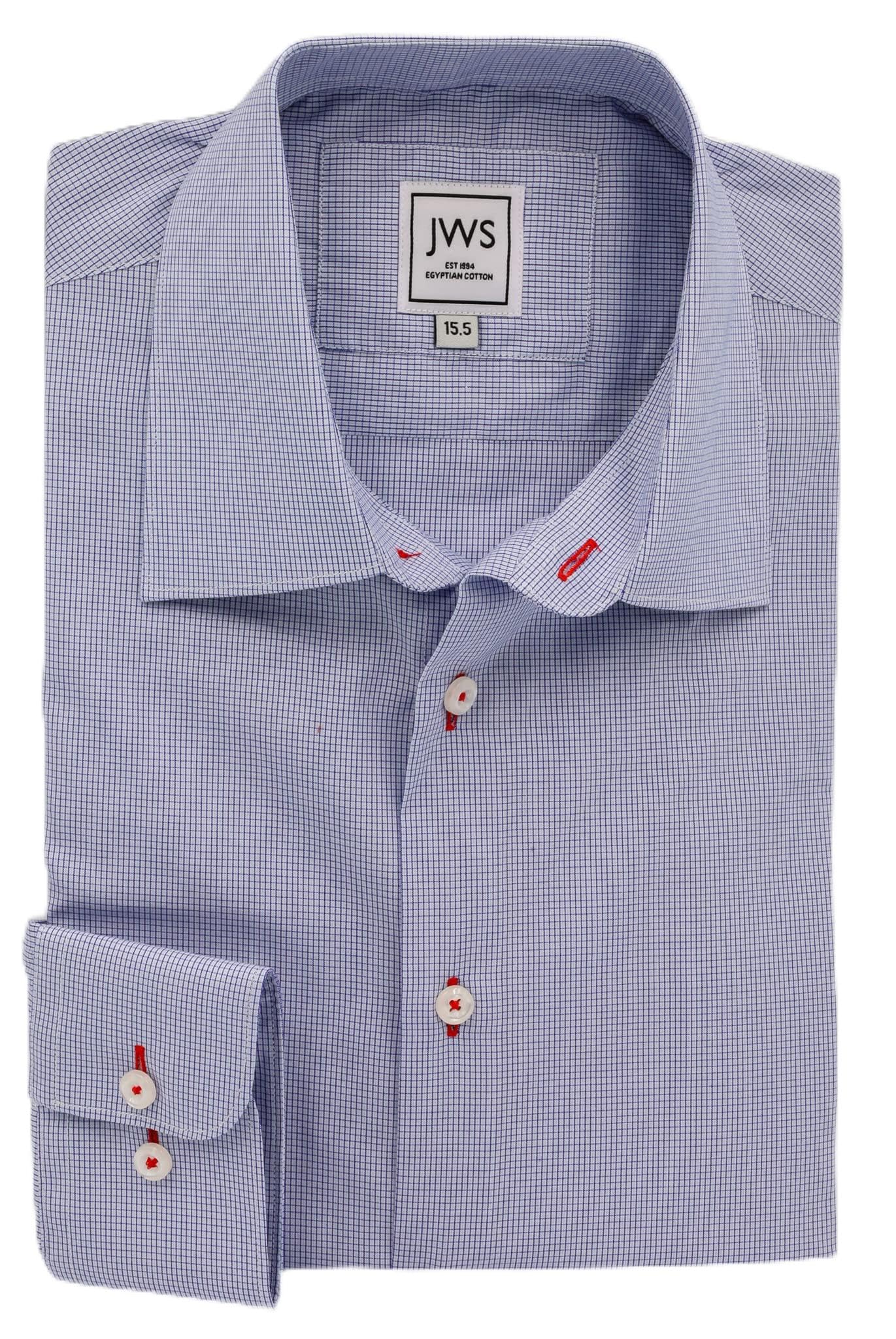 JustWhiteShirts Mens Egyptian Cotton Non Iron Stain Resistant Dress Shirt Long Sleeve