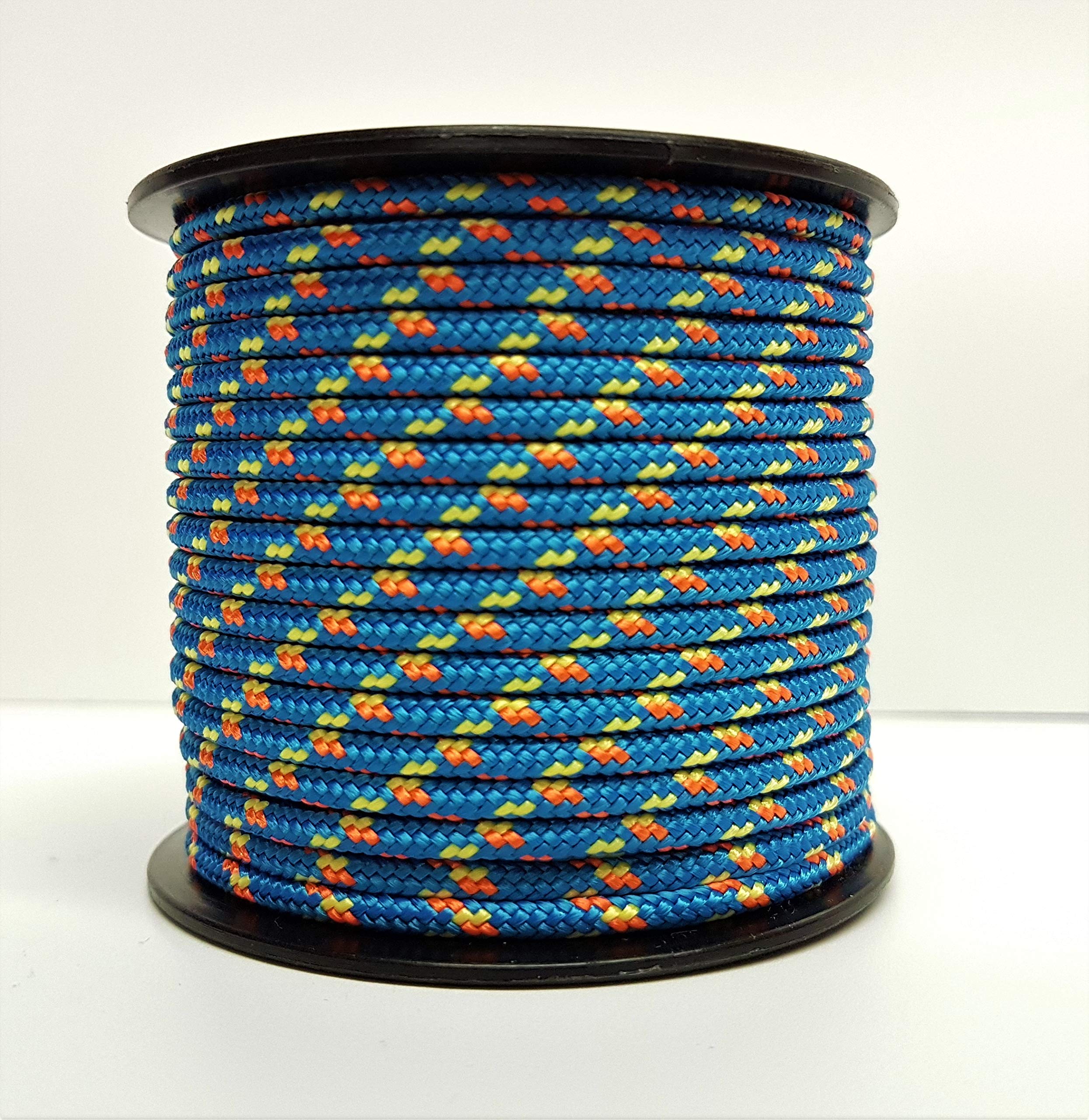 Rota Marine Blue Red & Yellow Fleck 3Mm 19Mt Mini Reels Polyester Braided Rope Boat Tent Kayak Mini Spools (Blue Orange & Yellow Fleck)