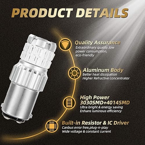 Miniatura 4 de Bombilla LED 1157, accesorios de automóvil, 9-30 V, bombilla trasera súper brillante de baja potencia 1157 2357 2057 7528 BAY15D bombillas LED con