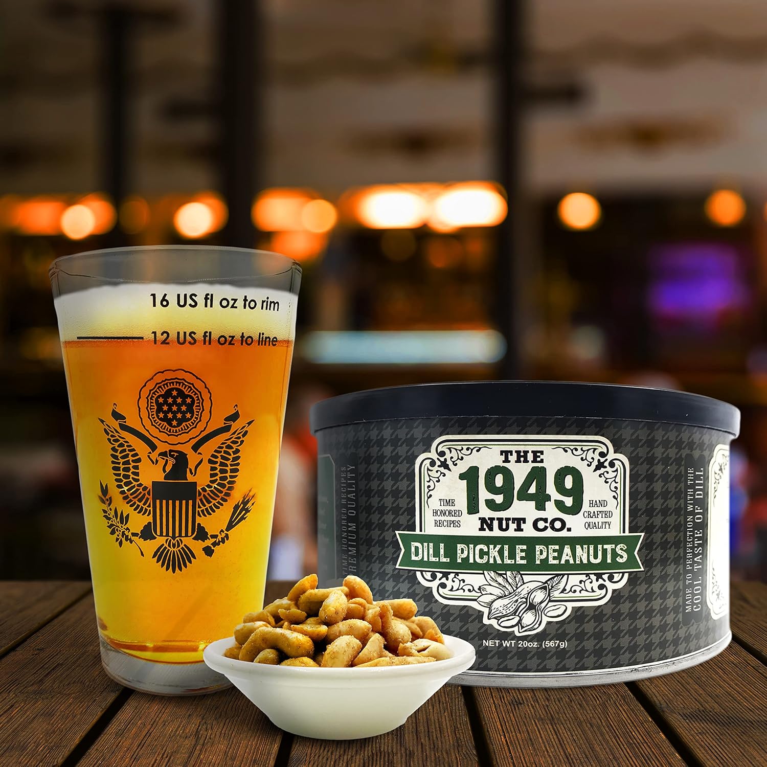 The 1949 Nut Co. Dill Pickle Virginia Style Peanuts | Oil Roasted Peanuts | Fried Peanuts with a Unique Crispy Crunch | Extra-Large, Hand-Cooked in the USA with an Old Family Recipe, 20 oz.