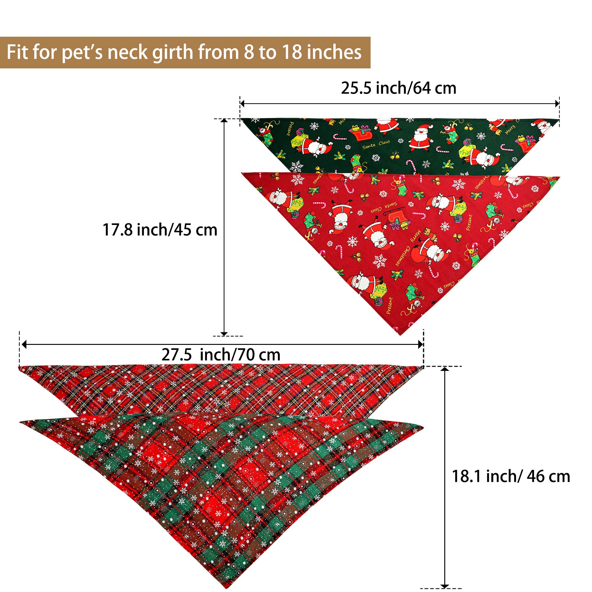 Sadnyy Weihnachts-Hundebandanas – 50 Stück Buffalo Plaid & Schneeflocken | Baumwolle, Waschbar, Verstellbar