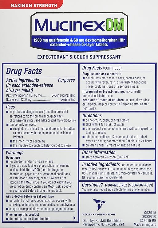 Amazon Com Mucinex Dm Maximum Strength 12 Hour Expectorant And Cough Suppressant Tablets 14 Ct Health Care Products Health Household