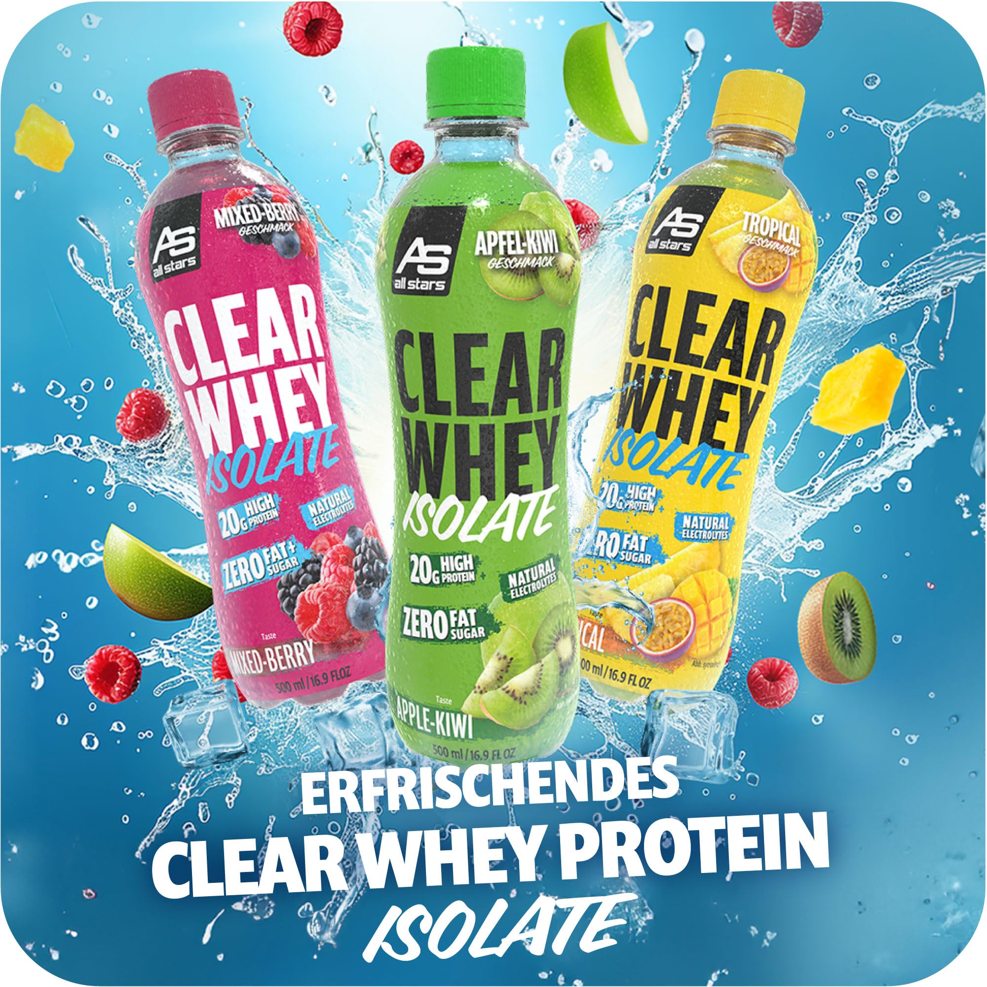 ALL STARS Clears Whey Isolate Protein Drink 12 x 500ml Tropical