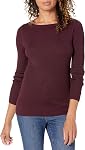 Amazon Essentials Womens Slim-fit Lightweight Long-Sleeve Boatneck Sweater