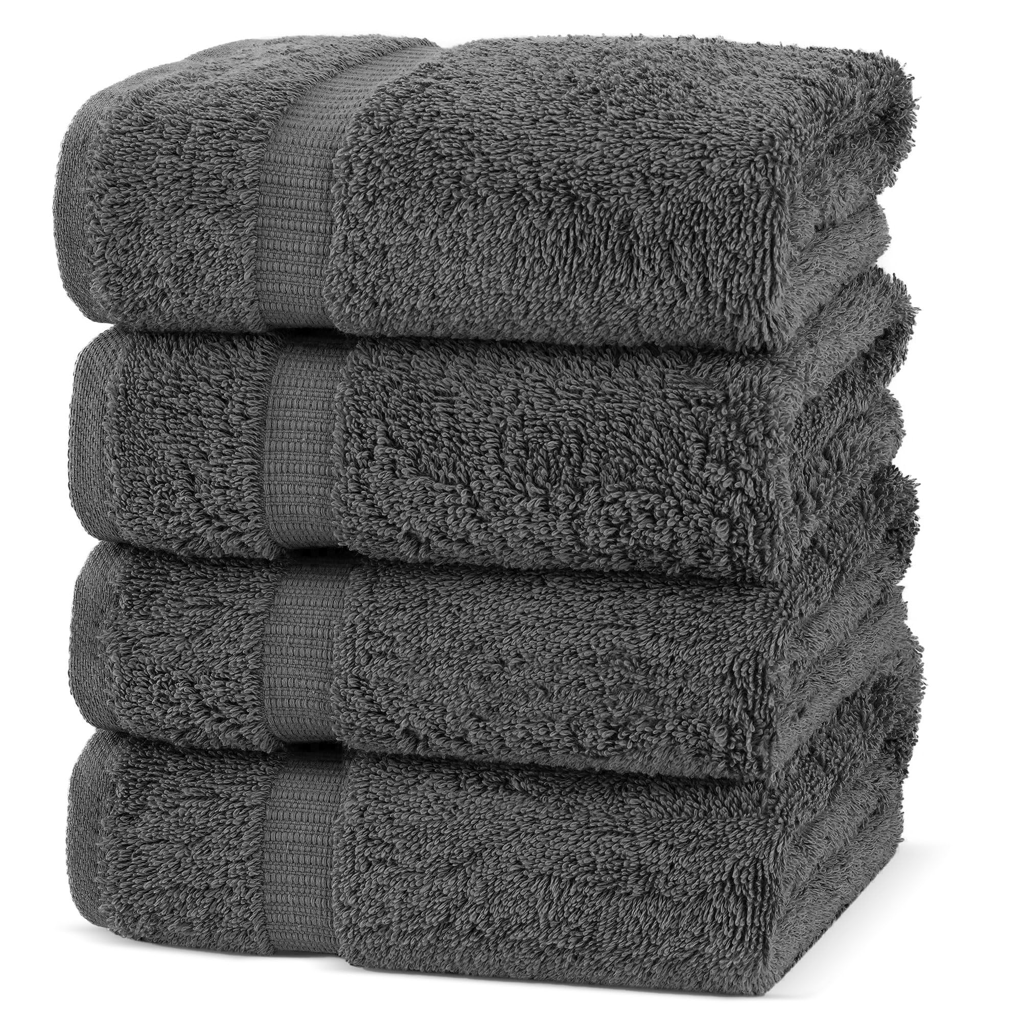 Chakir Turkish Linens Premium Cotton Absorbent Turkish Towels (Hand Towel - 4 Piece Dark Gray)