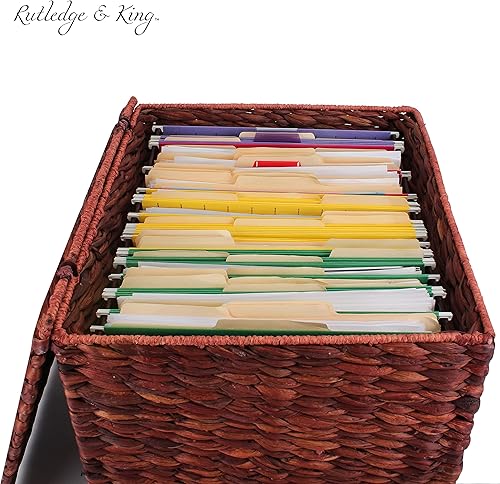 Miniatura 3 de Seagrass - Archivador rodante, archivador para el hogar, organizador de archivos colgantes, archivador de mimbre para el hogar y la oficina, cesta