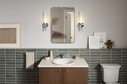 Kohler Essential - Espejo rectangular de pared con marco de 22 pulgadas de ancho x 34 pulgadas de alto, cromado pulido