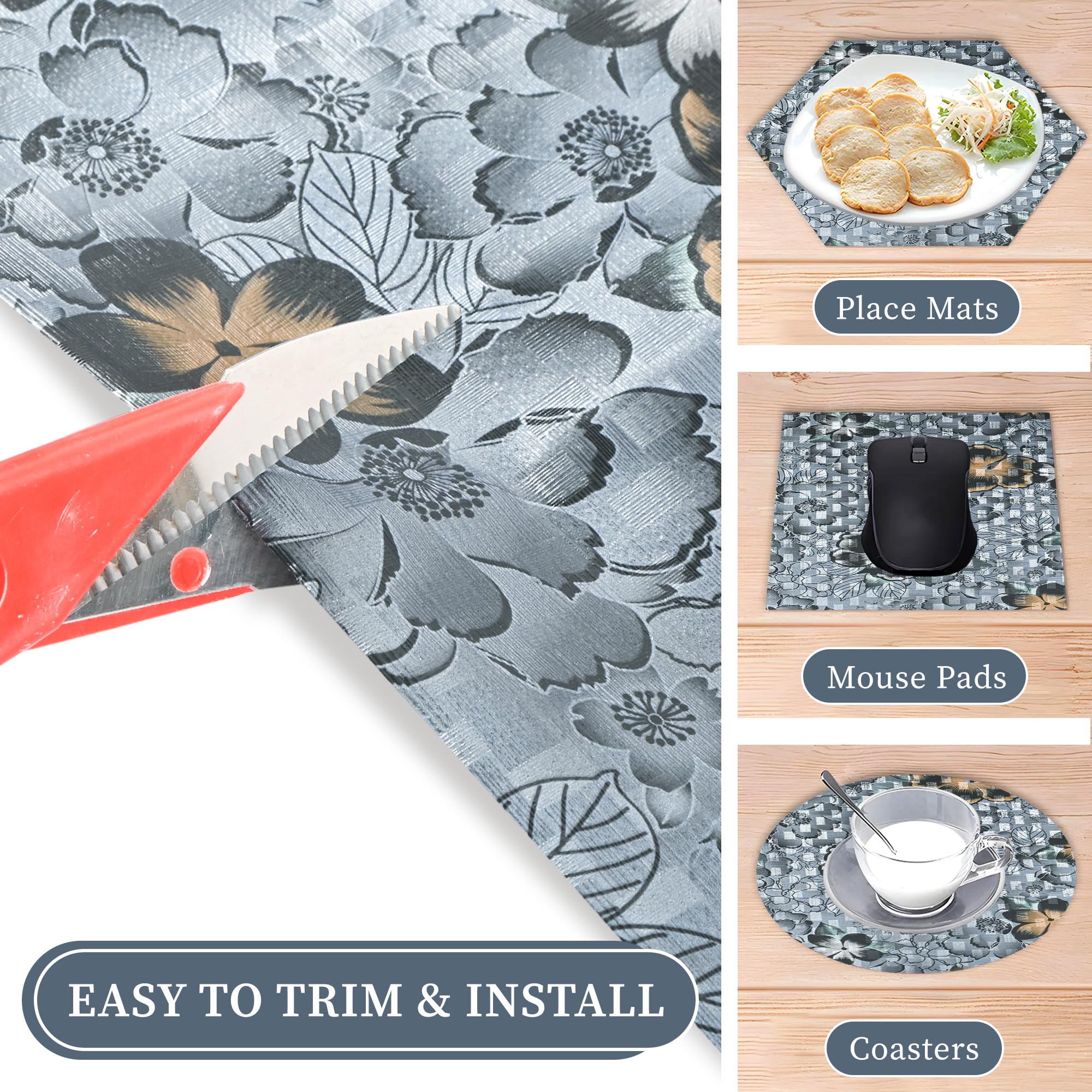 Kuber Industries Anti-Slip Shelf Liner - Floral Design -6 Kuber Industries Anti-Slip Shelf Liner - Floral Design -6