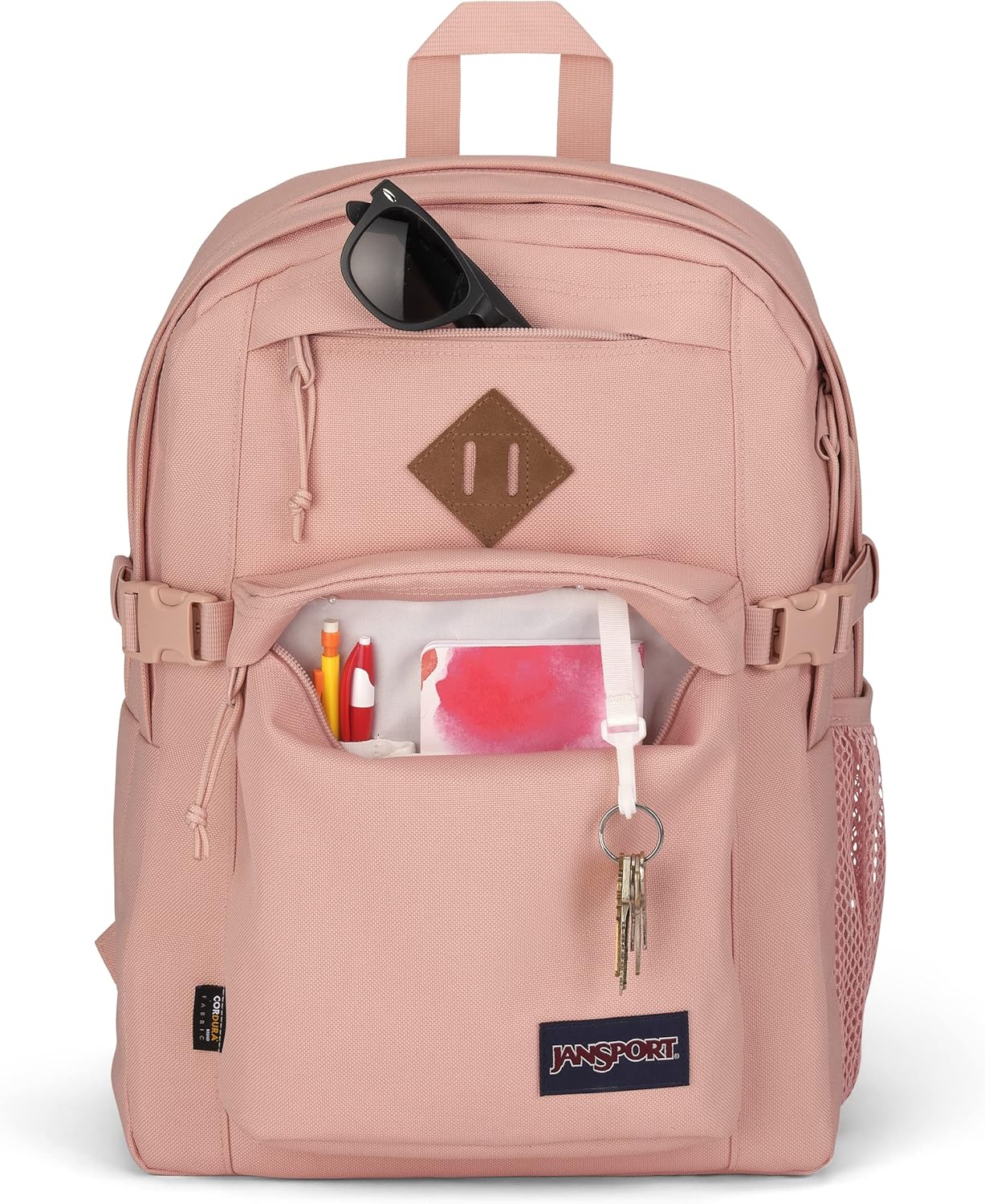 JanSport Main Campus FX Backpack - Travel or Work Bag w 15-Inch Laptop Pack with Leather Trim, Misty Rose - Image 7