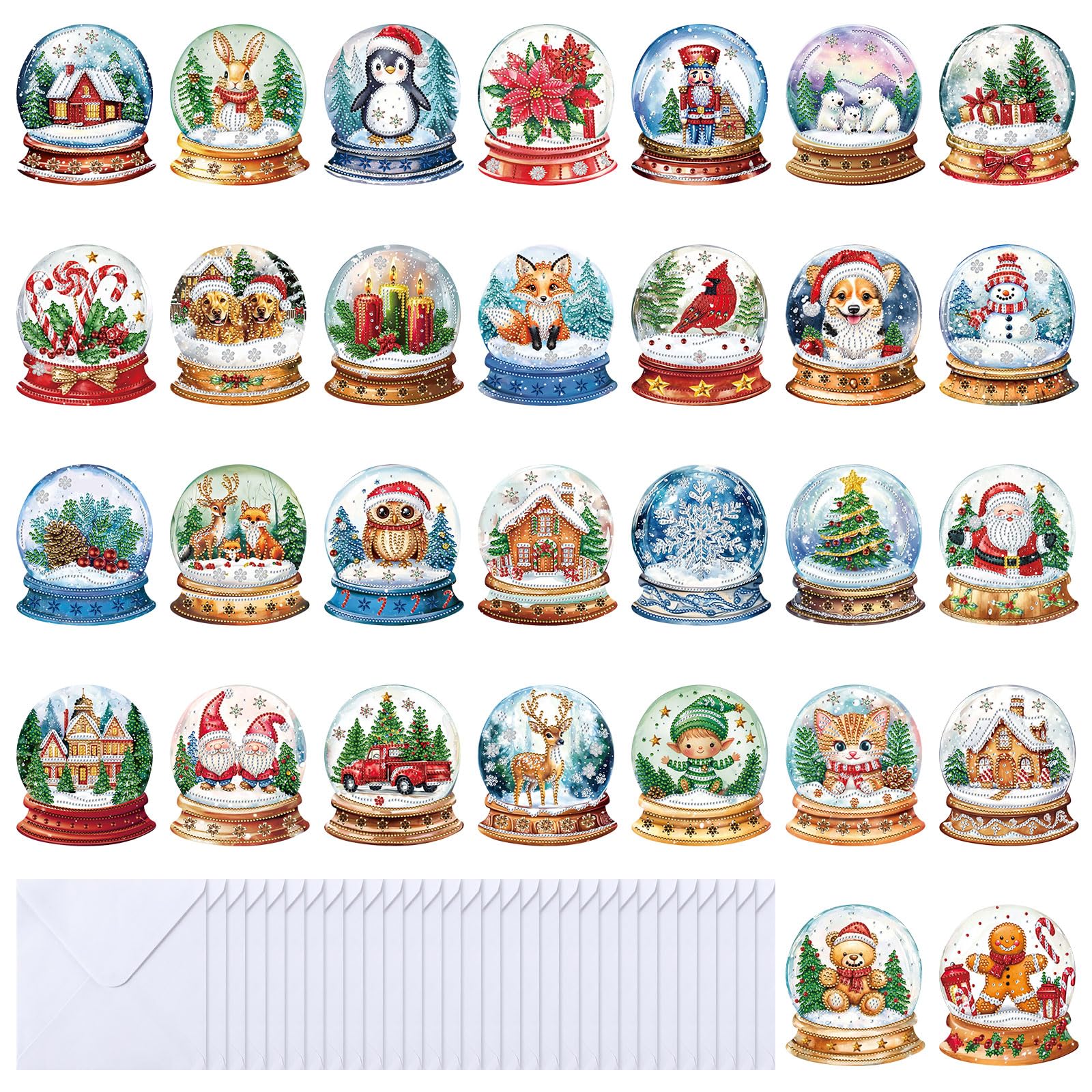Fullhawl 30-Piece Diamond Art Christmas Card Kit