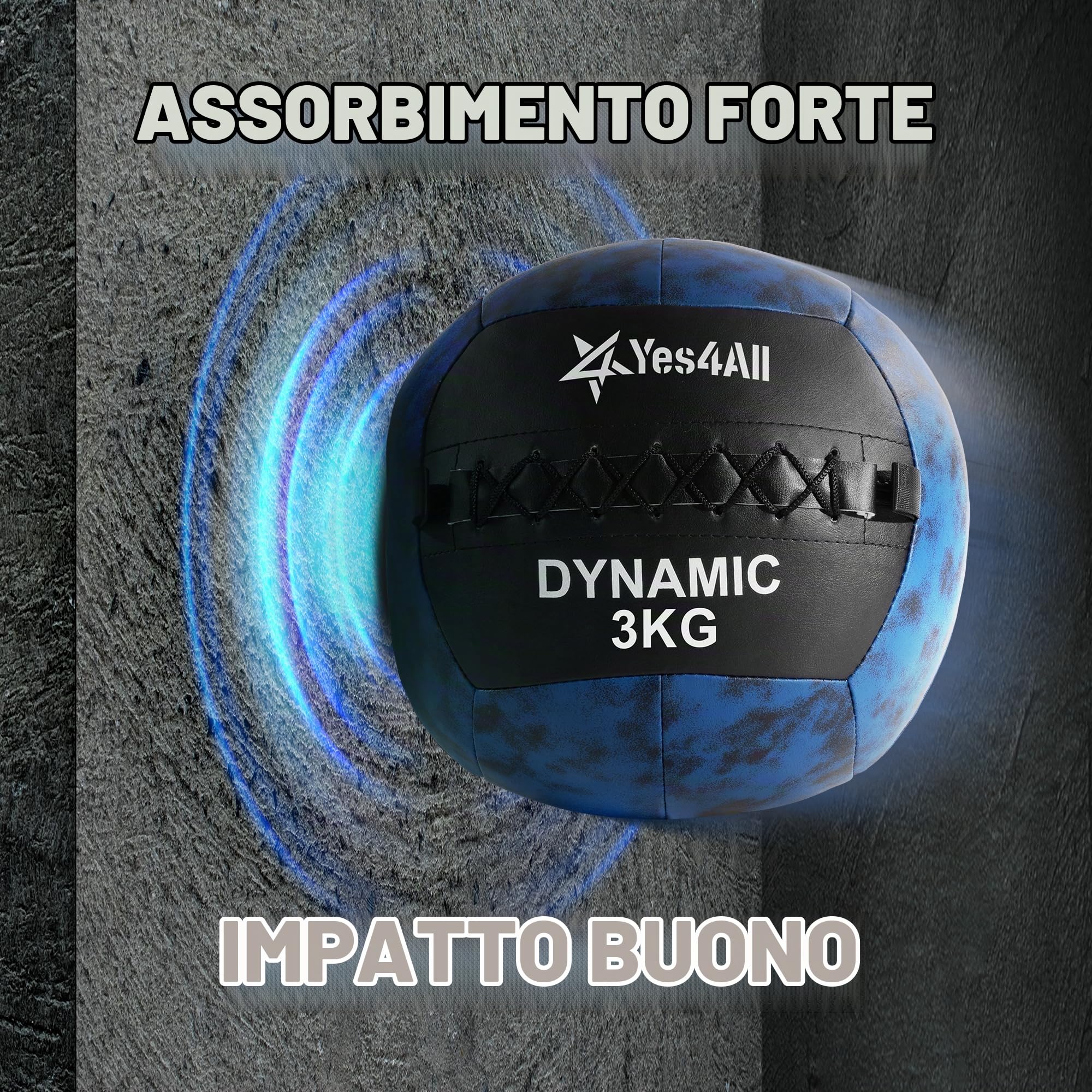Yes4All GKAD 3 kg Dynamic Wall Ball/Soft Medicine Ball, Wall Med Ball for Full Body Workout and Strength Exercise
