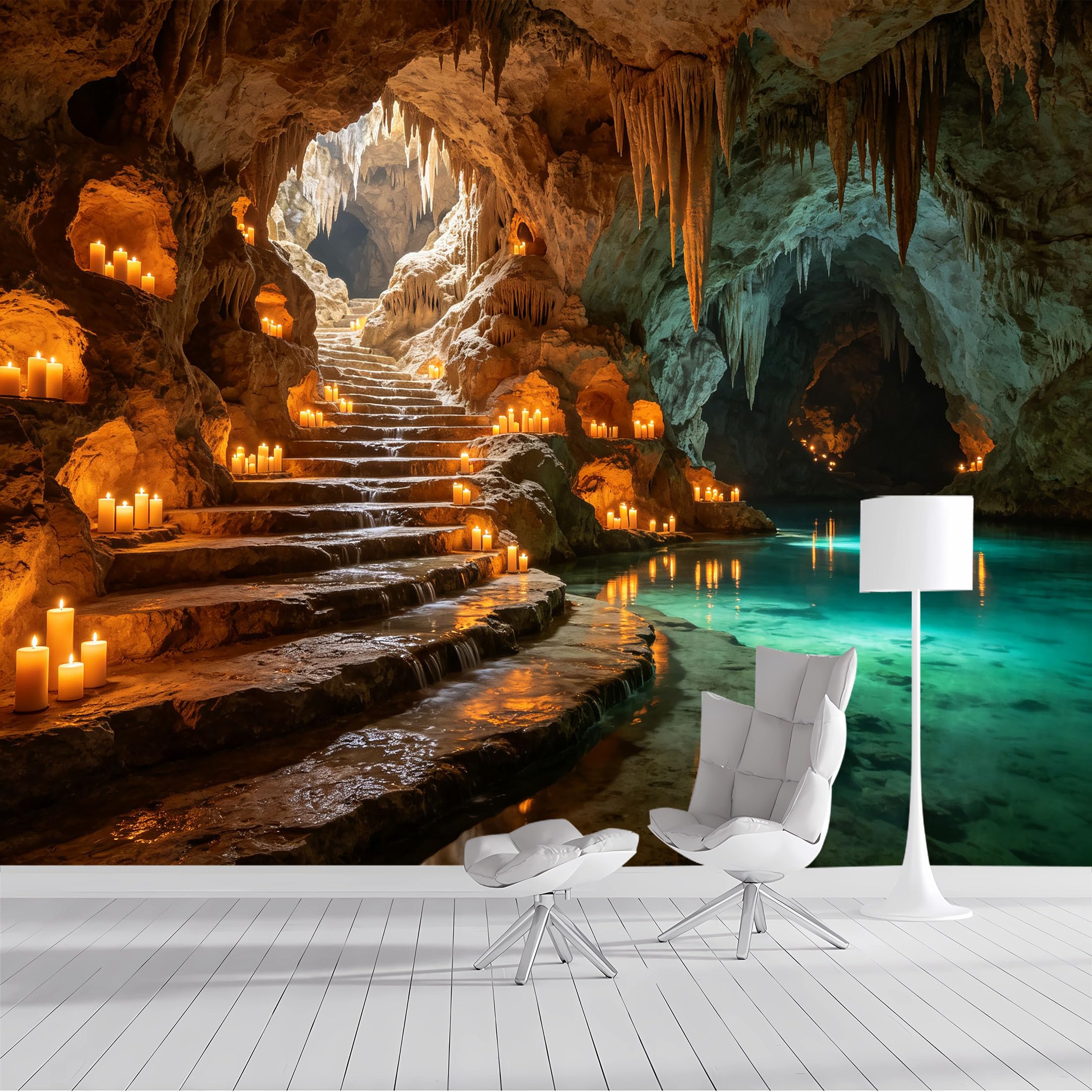 Yzpallescene Bh260711018 Custom Size Wall Mural Fantasy Cave Candlelit Grotto Selfadhesive Wall Fabric Removable Peel And Stick Wallpaper Wall Decor For Living Room Bedroom Bathroom