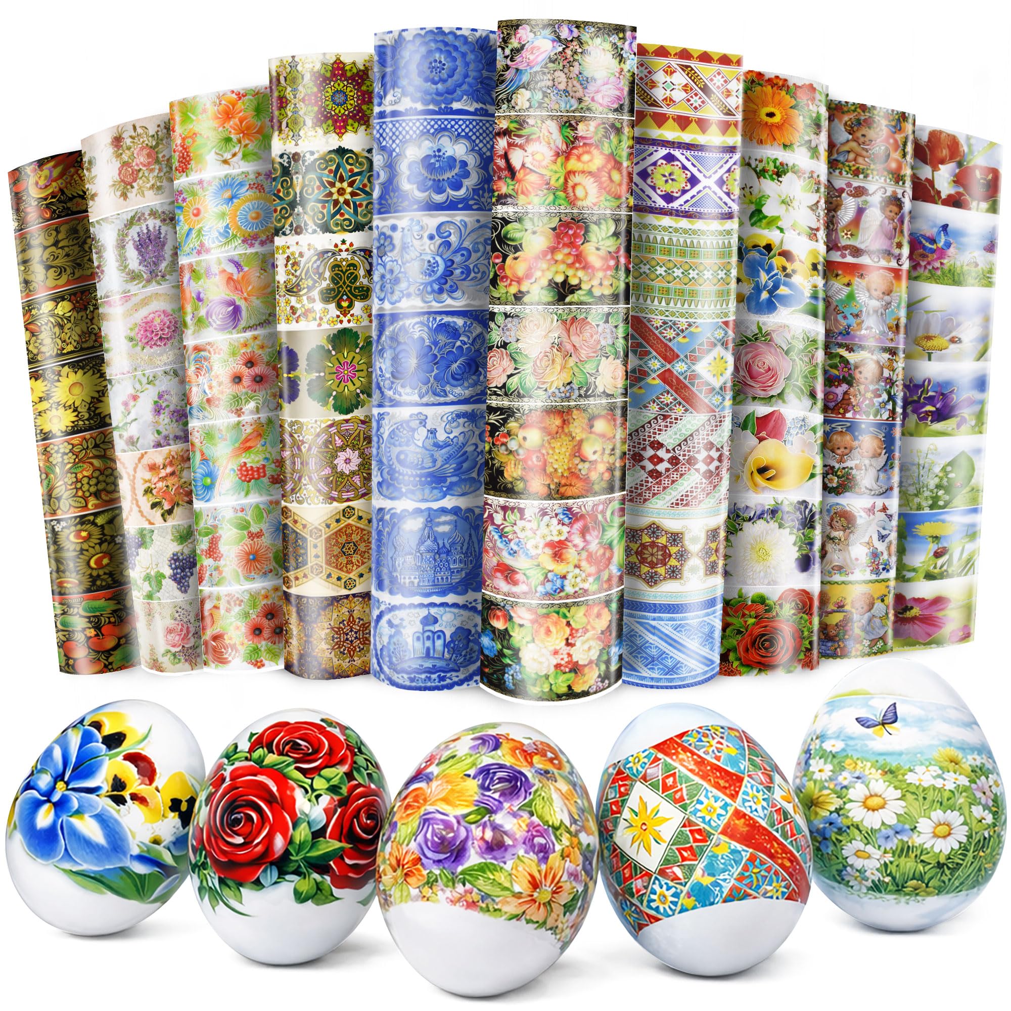 Diximus Lot 10 Thermo Heat Shrink Sleeve Decoration Easter Egg Wraps Pysanka Pysanky - for 70 Easter Eggs