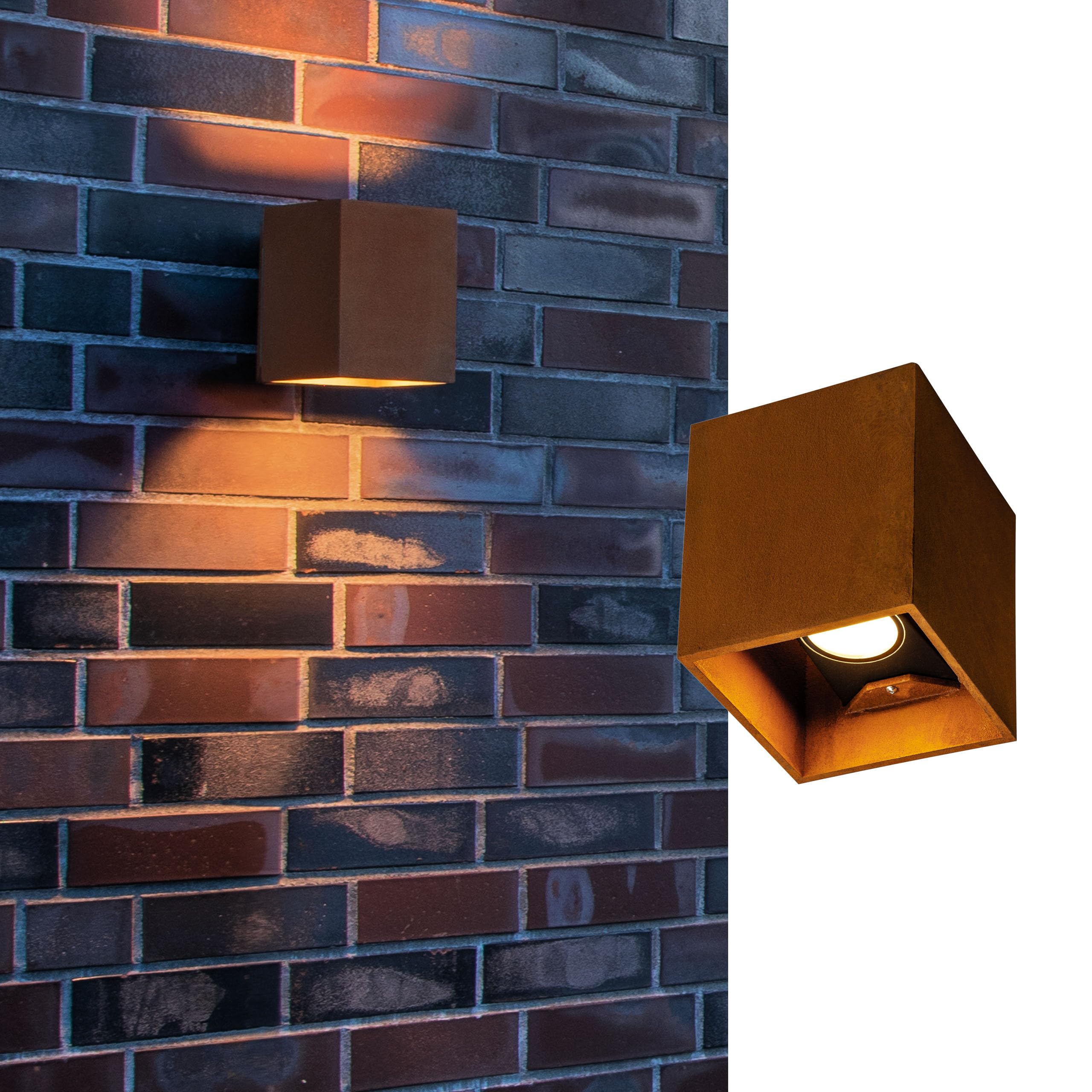Rusty Up/Down Wl Outdoor LED Surface-Mounted Wall Light Square Rust CCT Switchable 3000/4000K SLV Lighting