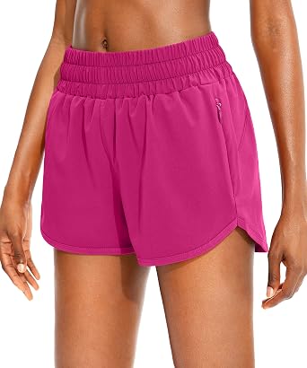 SANTINY Womens Athletic Running Shorts with Zipper Pockets