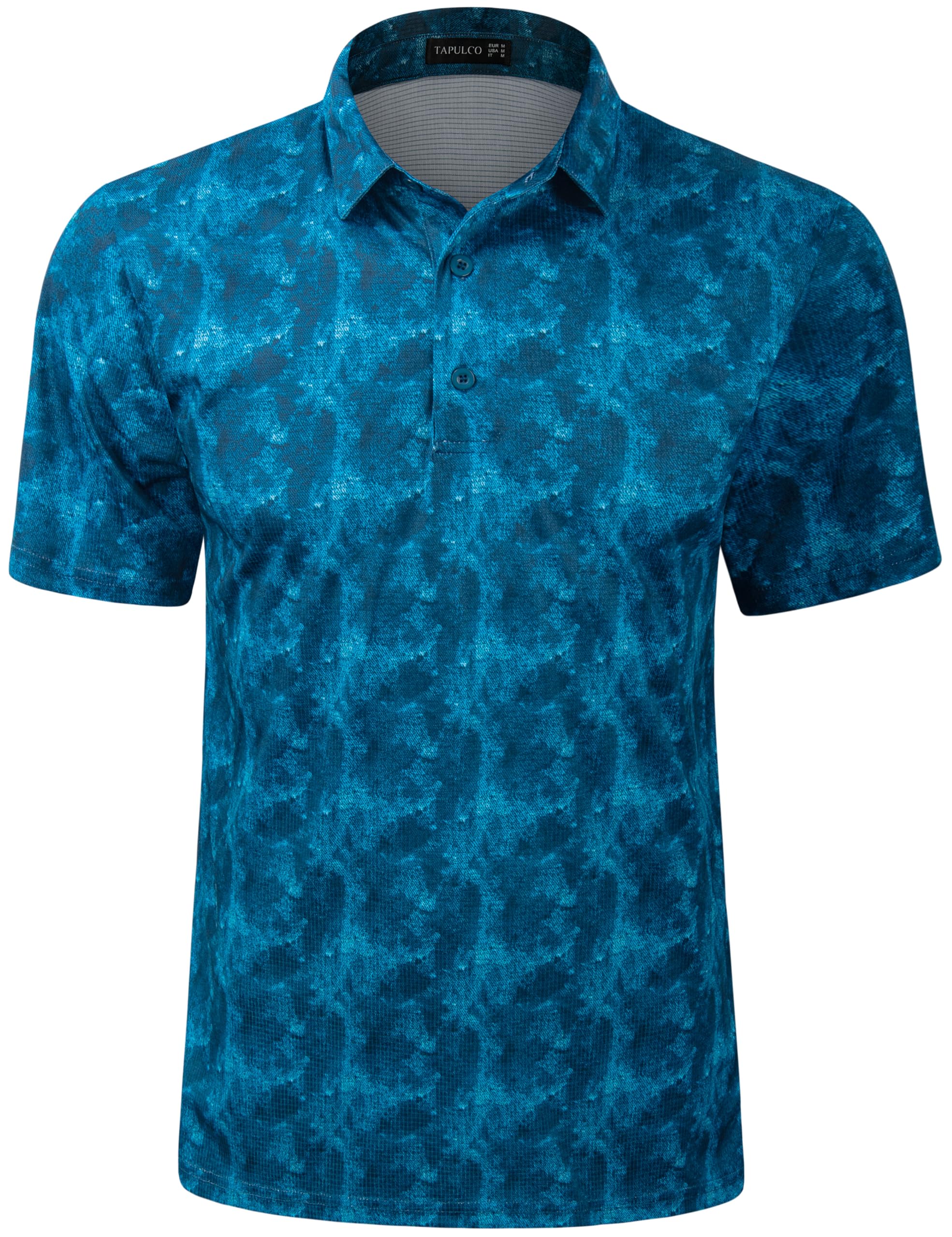 TAPULCOMens Quick Dry Polo Shirts Camouflage Pattern Performance Athletic Lightweight Breathable Casual Golf Tshirts