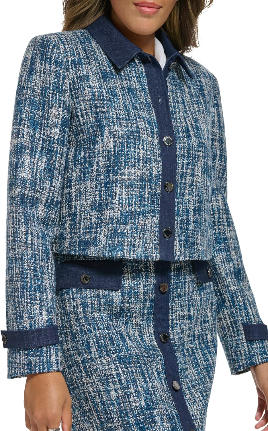 Calvin Klein Womens Tweed Cropped Blazer - Image 5