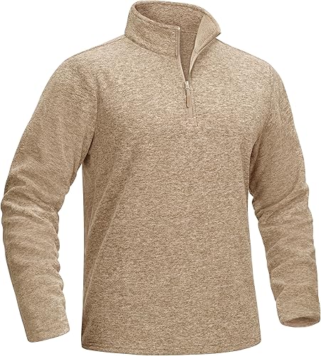 MAGCOMSEN Camisas para hombre con cremallera de 14, sudadera de forro polar de peso medio, manga larga, sudaderas atléticas