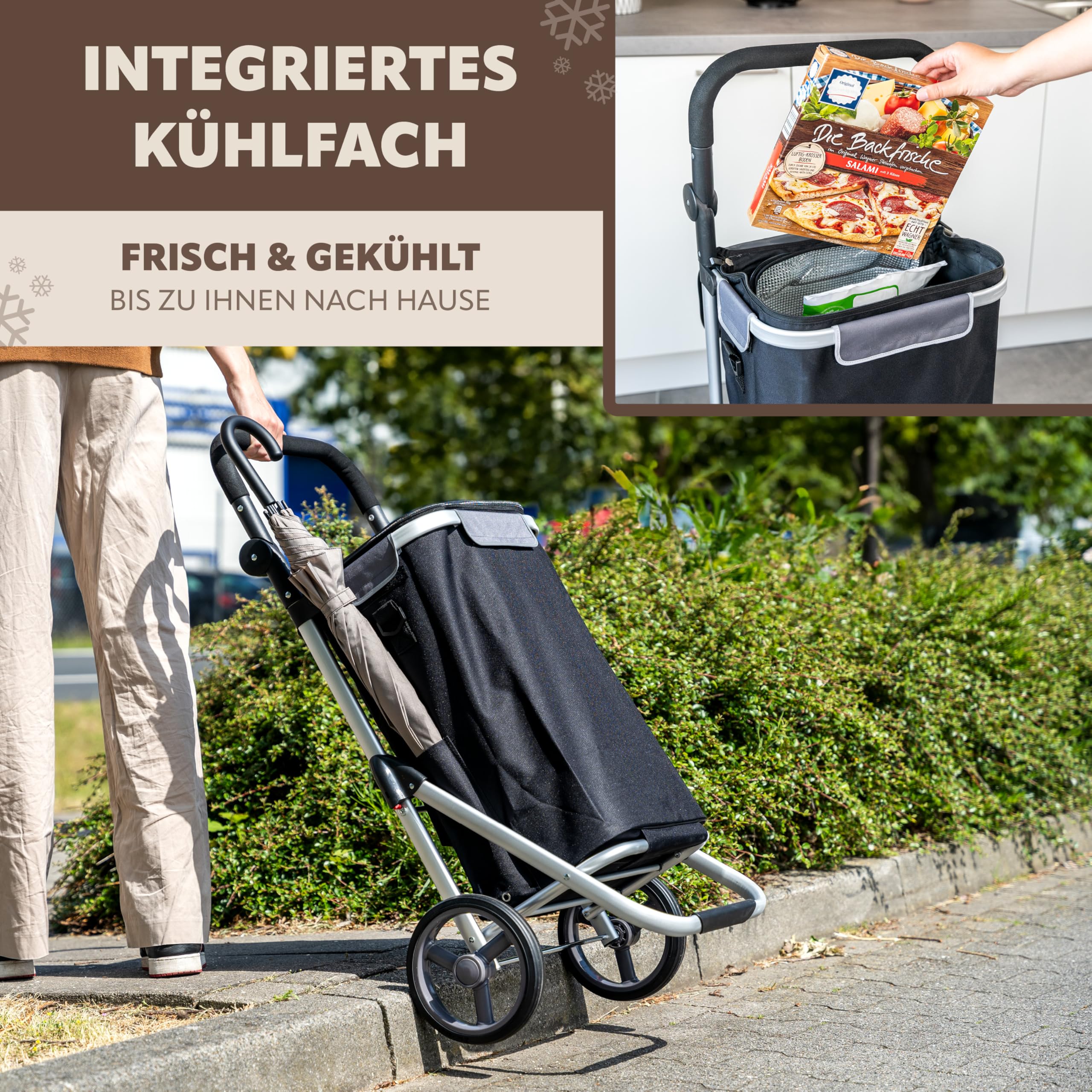 bremermann Einkaufstrolley RIEDE faltbar, Verstellbarer Griff (schwarz)