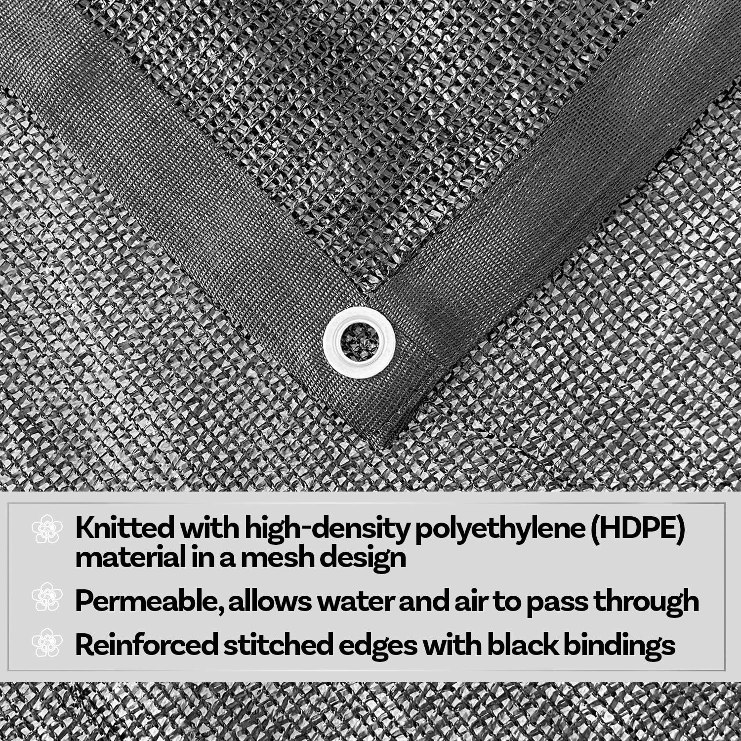 40% Sunblock Garden Sun Shade Cloth with Stainless Steel Grommets - Shade for Plants - Sun Shade Cover for Outdoor Plants Garden Patio – Black (3' x 6')