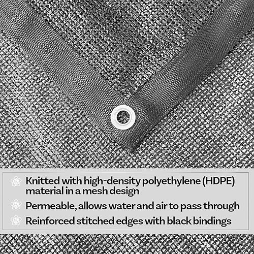 Miniatura 7 de Alion Home Paño de sombra con ojales 40 % bloqueador solar - Red de jardín - Cubierta de sombra para plantas de jardín y patio - Negro (6 x 4 pies)