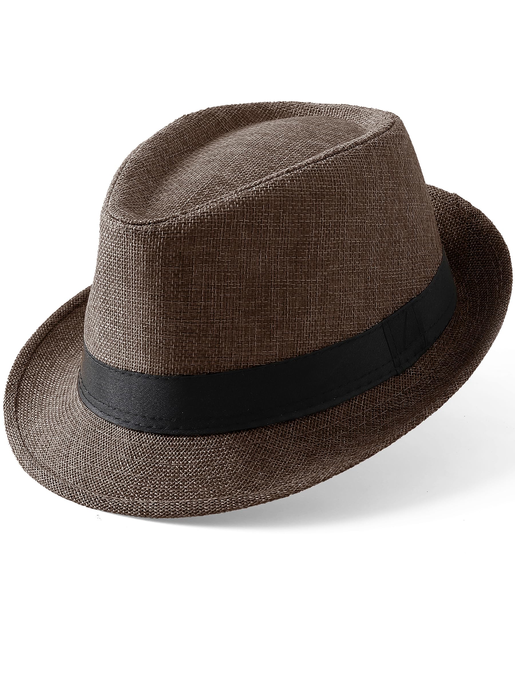 BABEYOND Men's 1920s Short Brim Trilby Fedora Hat