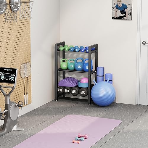 Miniatura 3 de Dumbbell Rack Adjustable Weight Rack For Home Gym Dumbbells Kettlebell (Rack Only)