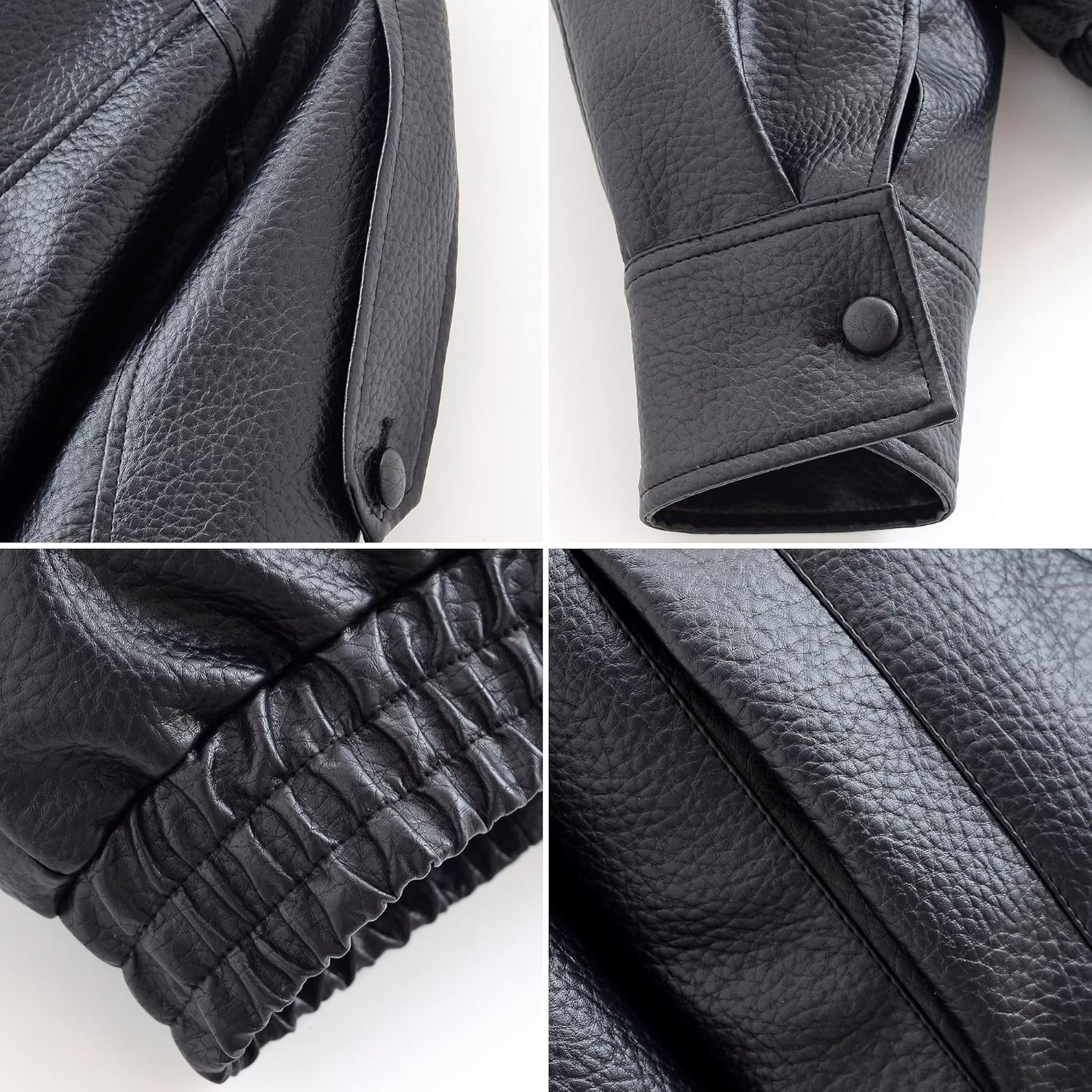 FindThy Women’s Oversized Faux Leather Jacket Casual High Collar Long Sleeve Zip Up Fall Fashion Motorcycle Coats - Image 5