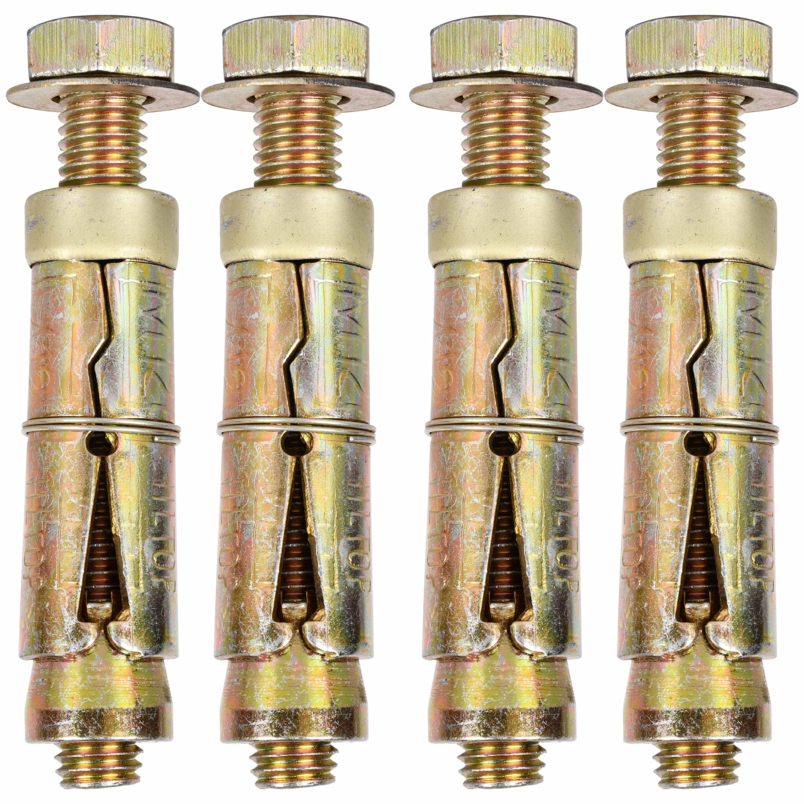 ROUND METAL Iron Metal Fasteners Anchor Brass Fasteners Golden Bullet Anchor Fasteners Anchor Bolt Screw Fasteners Metal Fasteners I Bolt Anchor Fasteners (6MM, Set of 4)