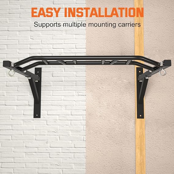 Upgrade Pull Up Bar Wall Mounted,Heavy Duty Multi Grip Chin Up Bar for Strength Training, 600 lbs Capacity, Durable Steel Construction, Perfect for Home and Garage Workouts