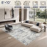 DMOYEST Living Room Area Rugs - 8x10 Abstract Large Soft Indoor Washable Rug Neutral Modern Low Pile Carpet for Bedroom Dining Room Farmhouse Home Office - Grey Blue