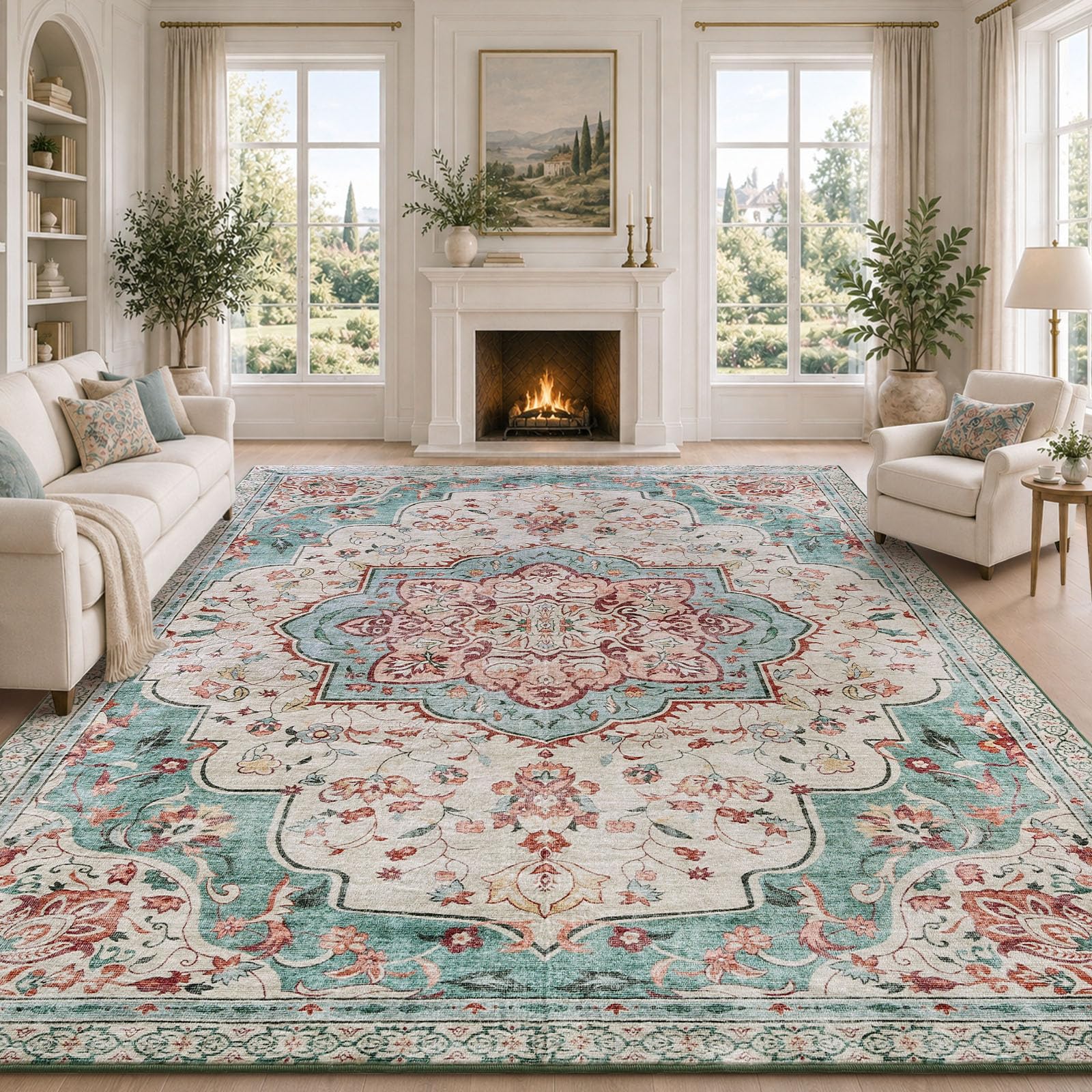 Sour Lemon Washable Large Rugs Living Room Green 200X300cm Rug for Bedroom — image 1