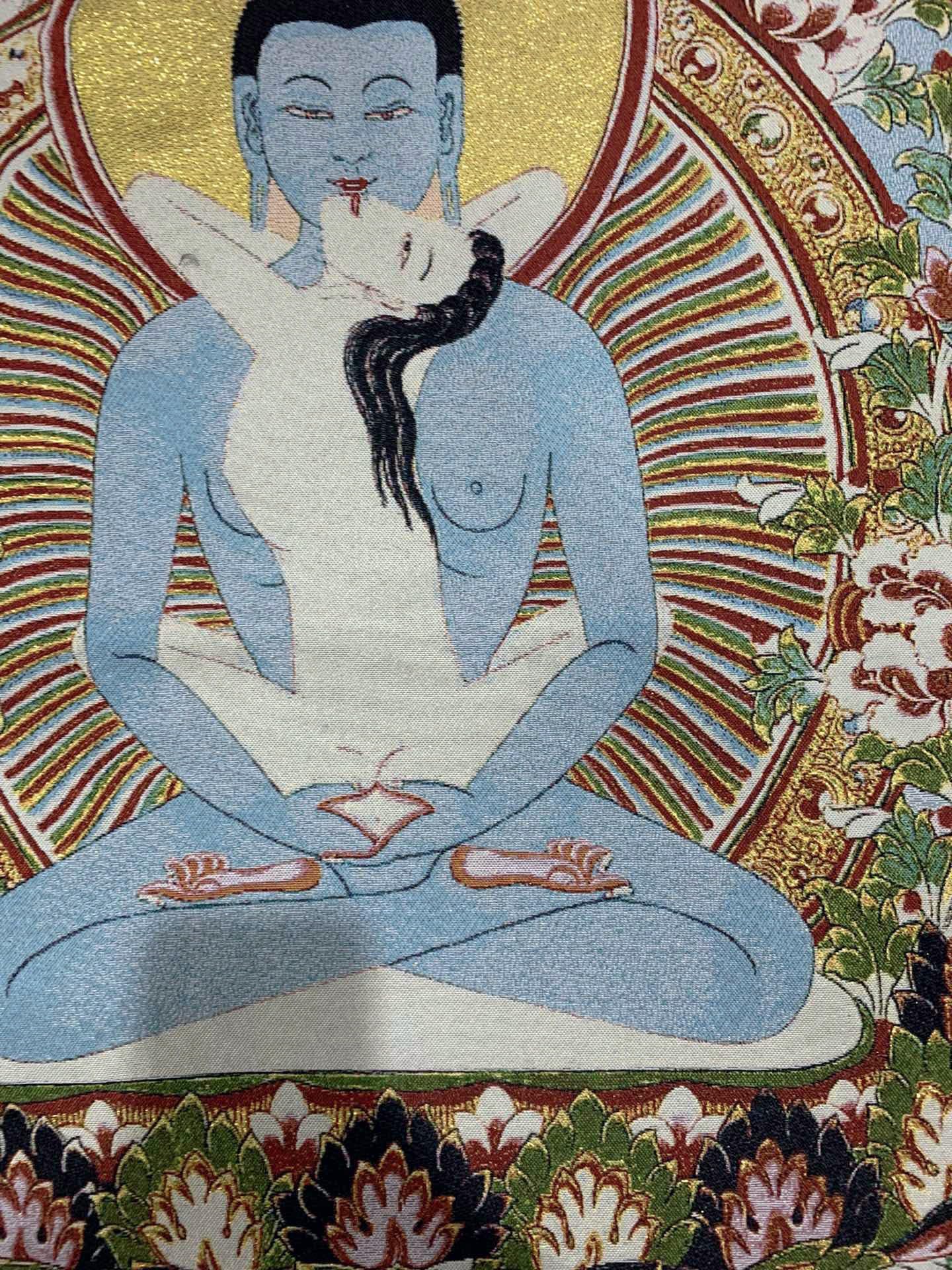 Thangka jedwabny haft buddyzm tybetański Samantabhadra budda Fengshui tangka wiszące na ścianie do wystroju domu gobelin medytacja